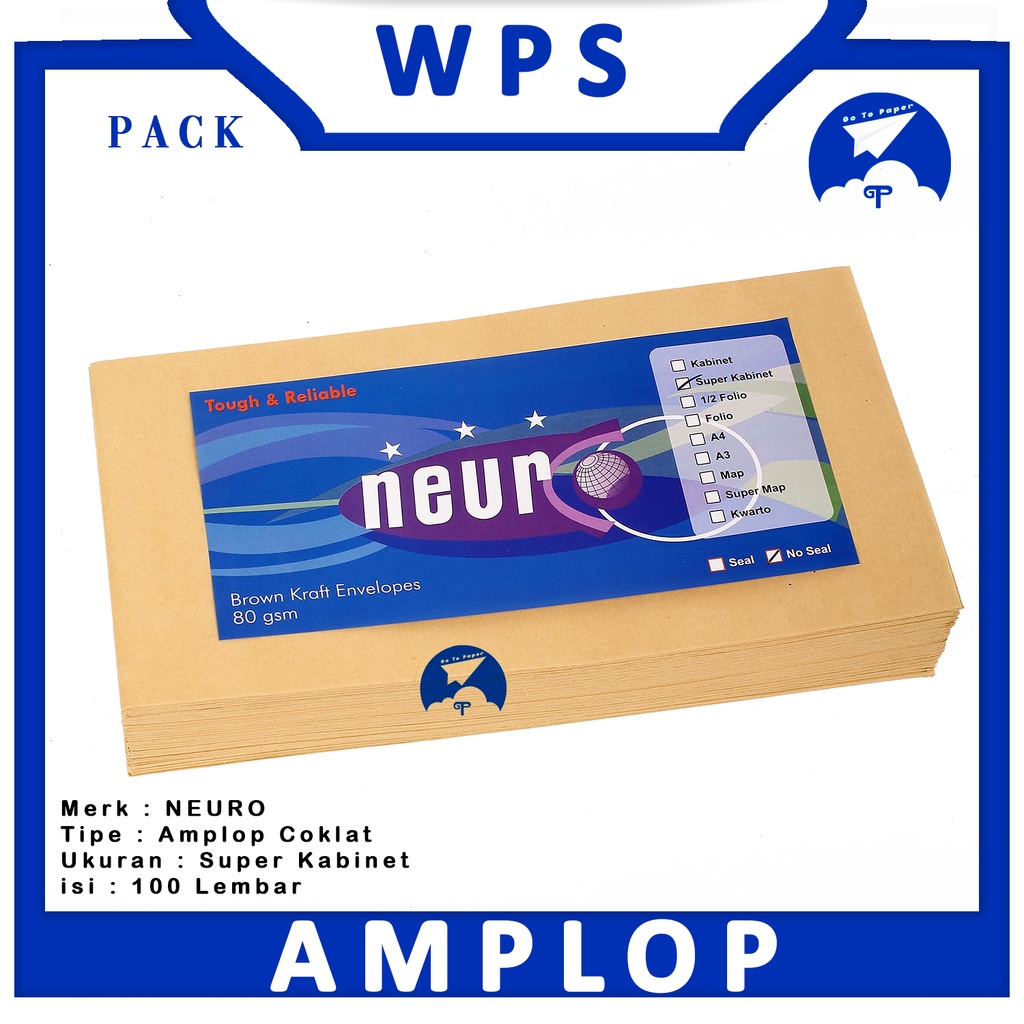 

NEURO - Amplop Cokelat Polos Ukuran Super Kabinet 80gsm No Seal - Pack