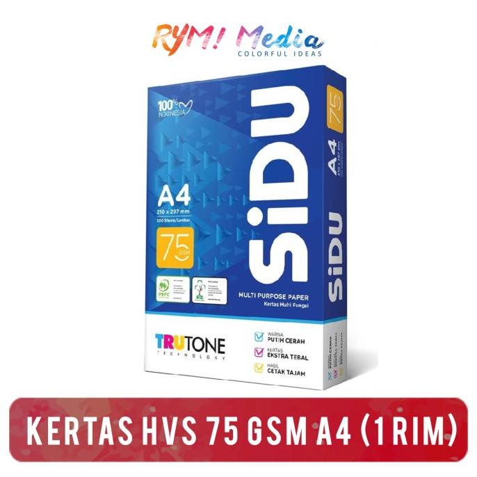 

Kertas HVS 75 gsm A4 1 RIM / 500 lbr Fotocopy Print SIDU PAPERONE gram