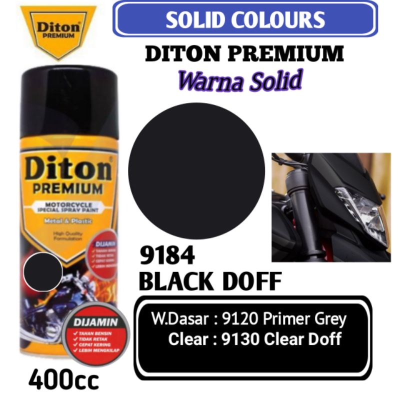 9184 BLACK DOFF DITON PREMIUM 400cc Cat Semprot Pylok Pilok Pylox / Cat Aerosol / Pilok Diton / Dito