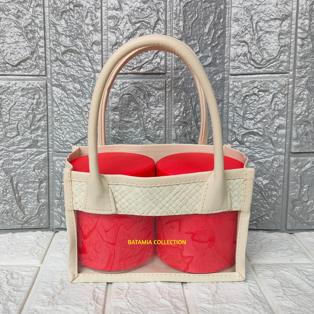 Tas Mika Untuk Isi 2 Toples Model Panjang Tas Hampers Anyaman Pandan Mika Transparan