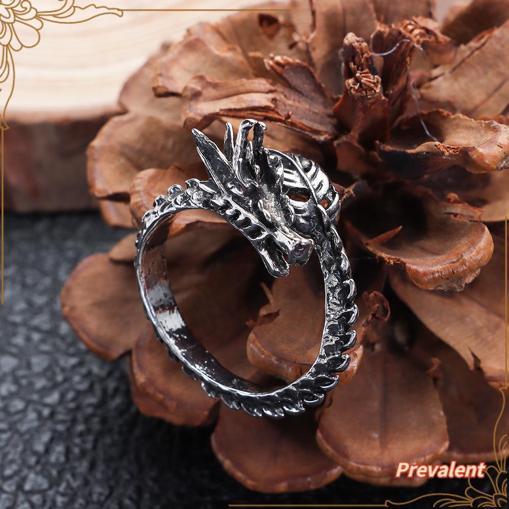 Preva Naga Cincin Pria Berlebihan Biker Pasangan Gothic Adjustable Unisex Vintage