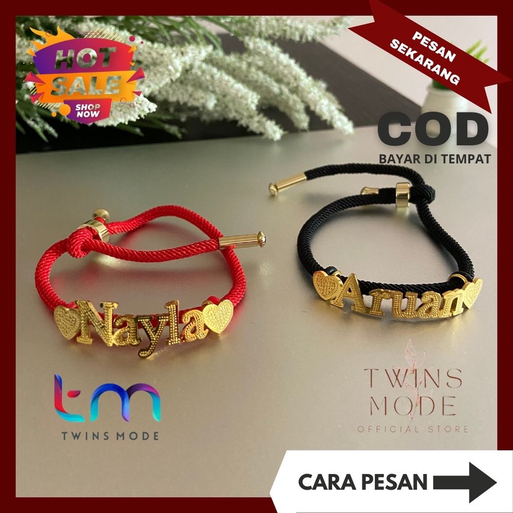 Gelang Custom Nama Remaja Dewasa Tali Bisa Dibesar Kecilkan Adjustment