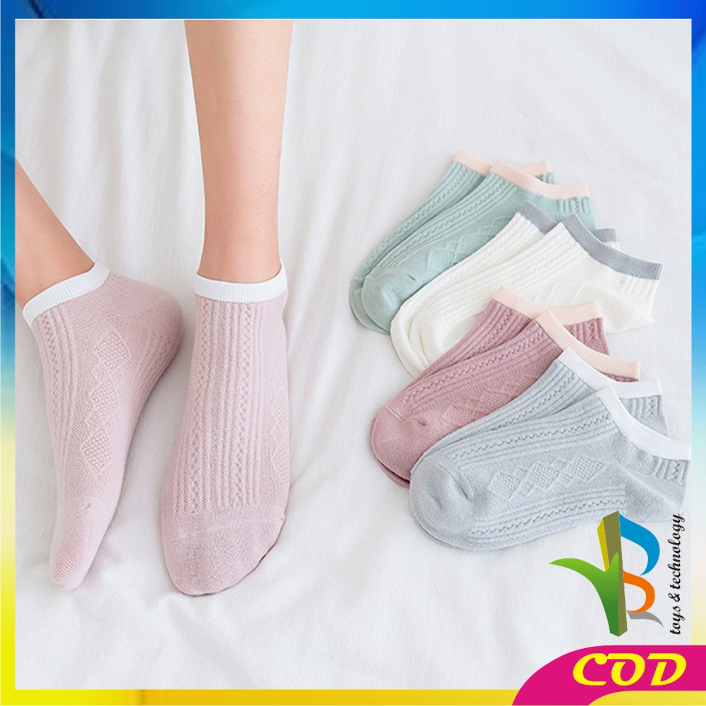 RB-P281 Kaos Kaki Wanita Motif Rajut Pattern / Kaus Kaki Pendek Motif Semata Kaki Import Murah Motif Polos
