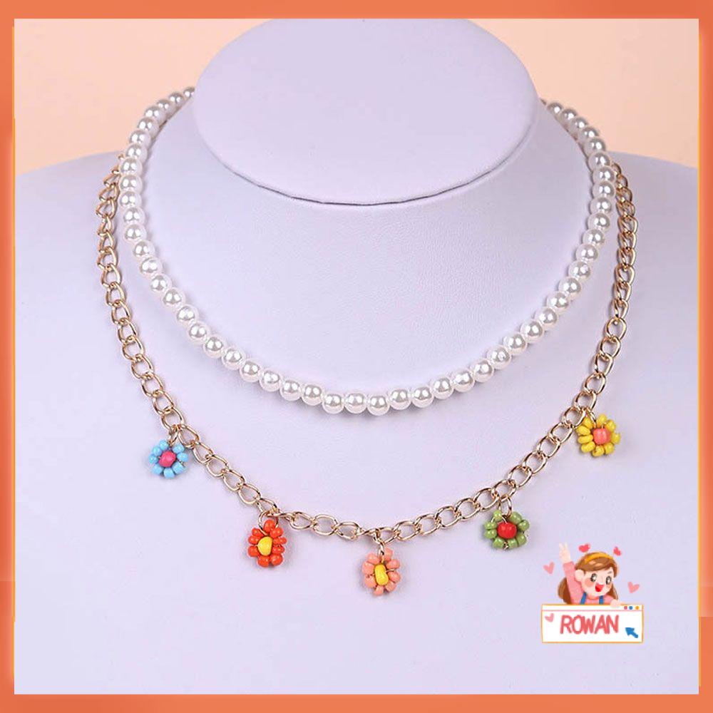 R-flower 2pcs/set Kalung Baru Lucu Perhiasan Pernikahan Mutiara