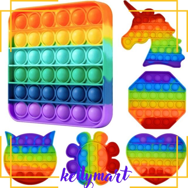 Pop It Fidget Toy Murah Rainbow Mainan Anak Penghilang Stress / Popit mainan Pop It Murah Fidget Pop Its Square Rainbow Multicolor Foxmind Penghilang Stress / Mainan Pop It Rainbow Karakter Fidget Push Pop It Among Us Bulat Pop Its Mainan Anak