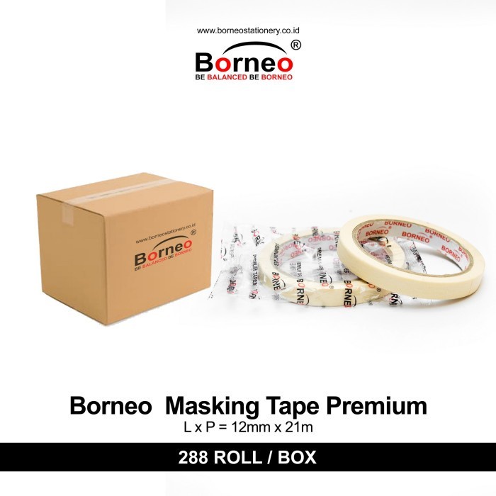 

Isolasi Masking Tape Borneo 1/2 inch 12mmX21mm