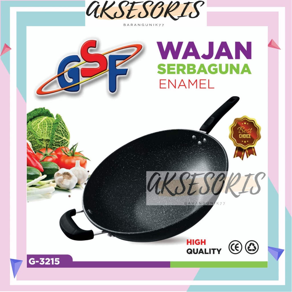 WAJAN GAGANG KERAMIK 32CM GSF G-3215 / WAJAN PENGGORENGAN GAGANG 32CM KERAMIK / WAJAN GSF ANTI LENGKET / WAJAN SERBAGUNA ENAMEL 32CM GSF G-3215 / WAJAN PENGGORENGAN GAGANG 32CM CERAMIC / WAJAN PENGGORENGAN ANTI LENGKET