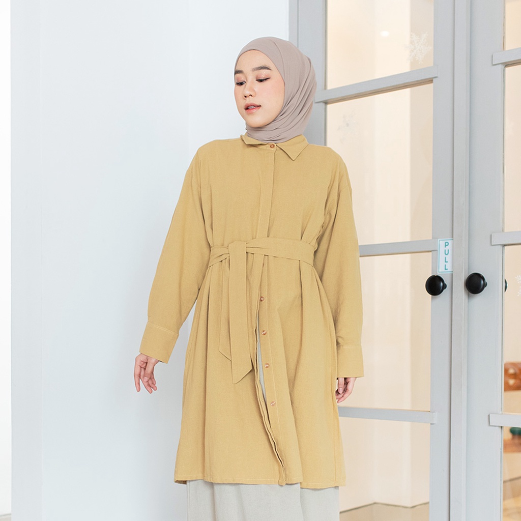 Severly Long Shirt | Tunik Linen Kemeja Panjang Tunik Premium Full Kancing [YEPPUOUTFIT]