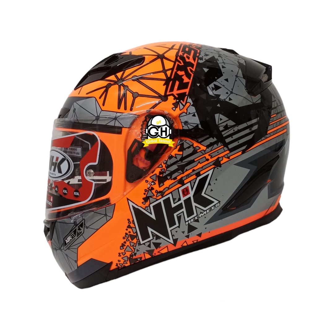 NHK HELM RX9 TOXIC SE ORANGE FLUO SILVER RX-9 DOUBLE VISOR