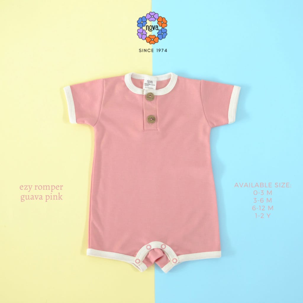 Nova Ezy Romper Bayi Polos Series 0-2 Tahun Baju Kodok Bayi Newborn Jumper Anak Unisex