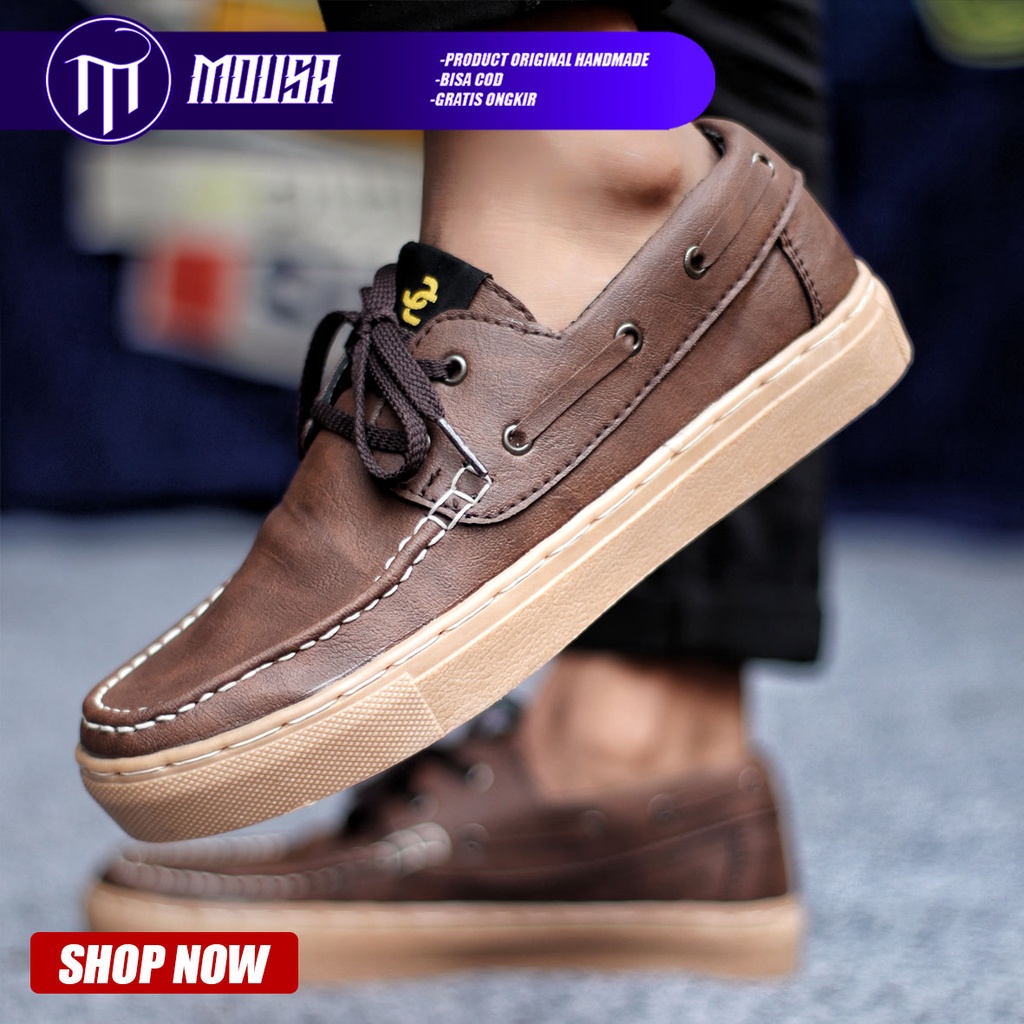 Sepatu Casual Pria Sepatu Kulit PU Hitam Coklat Mousa Jimzap