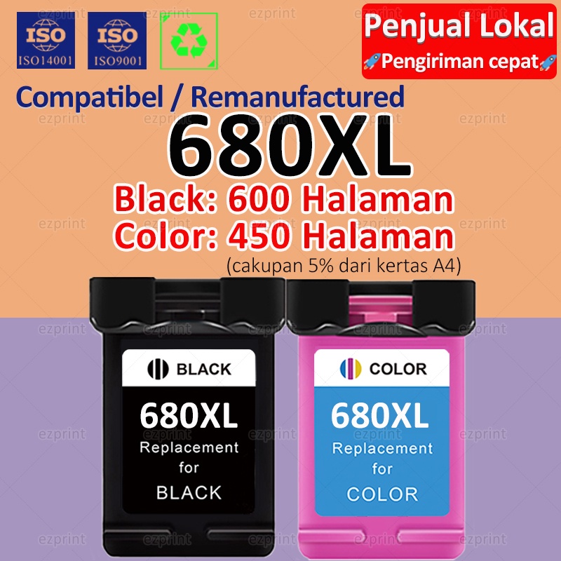 [XL Kapasitas Besar] Compatible HP 680 XL Ink Cartridge HP 680 Black HP 680 Color HP 680 Ink HP 680 