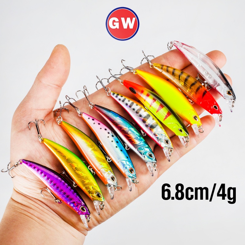 1 Pcs 6.8 cm /4g 3D Mata Laser Troli Memancing Umpan Tenggelam Lambat Ikan Kecil Berenangbait Air Tawar Air Asin Memancing Umpan