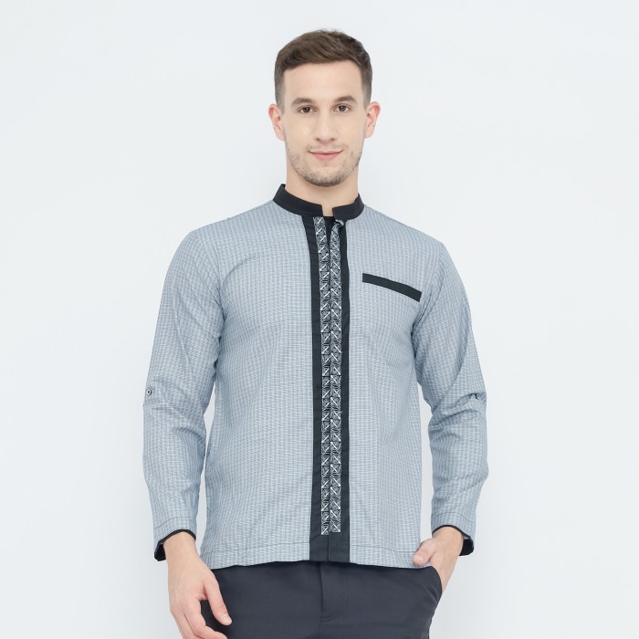 Baju Koko ATLAS Teens Warna Abu Hitam - L