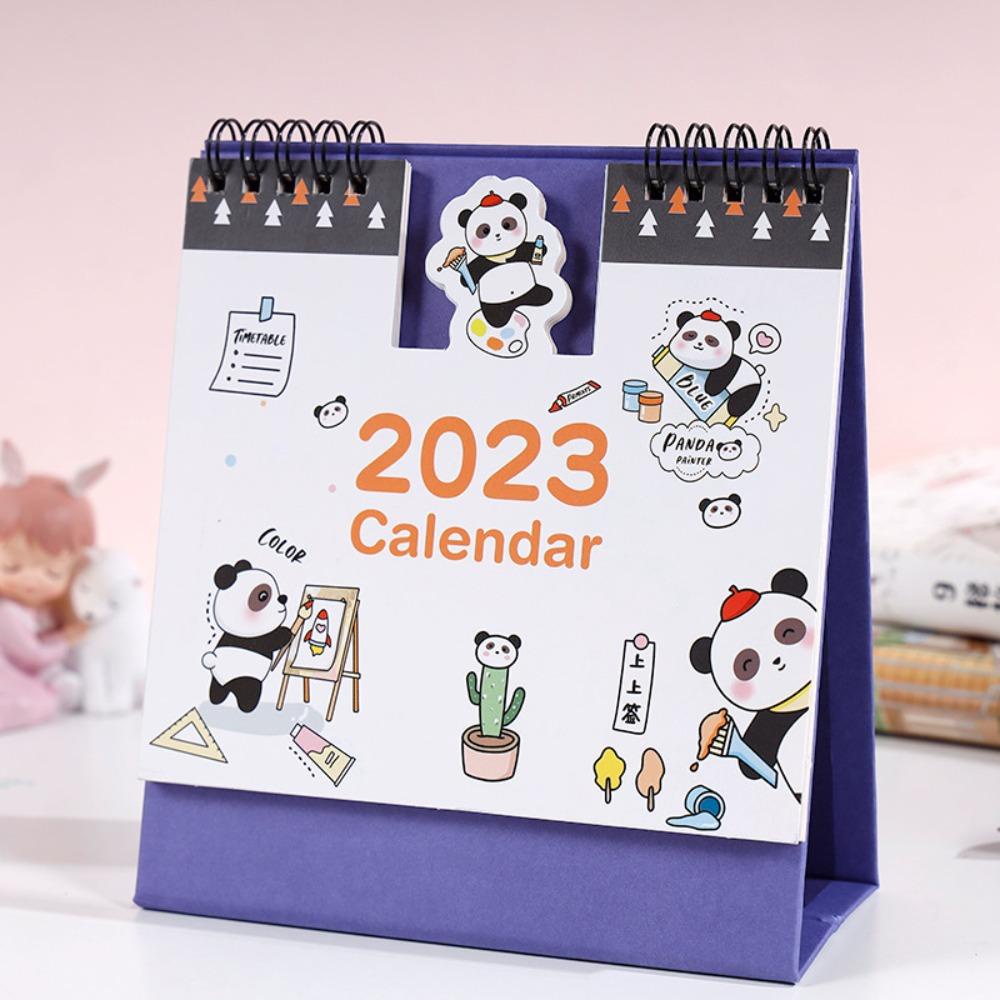 Lanfy 2023kalender Kreatif Kawaii Bulanan Sekolah Kantor Perlengkapan Dekorasi Desktop Cekung Cembung Lilit Kalender