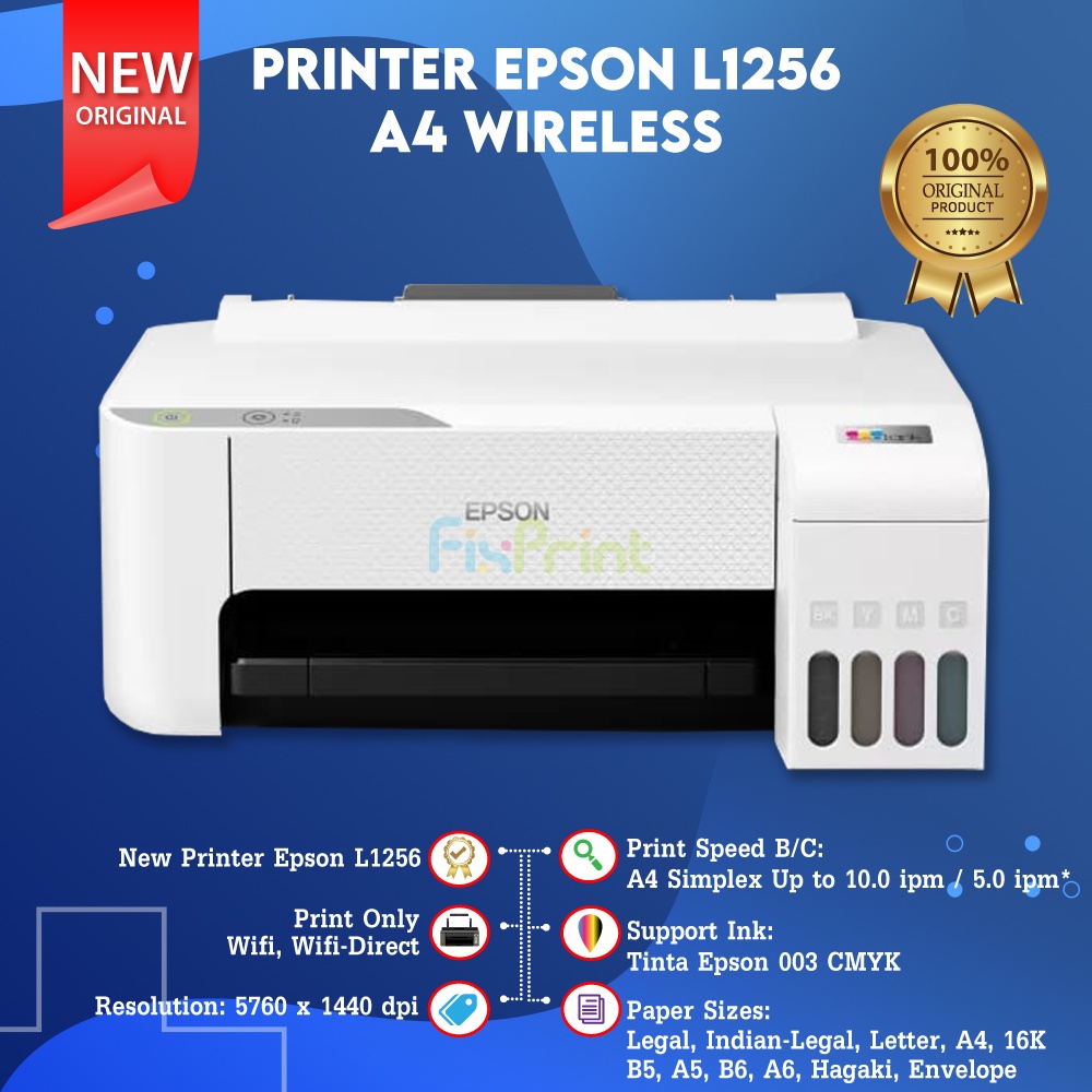 Printer Epsn L1256 WiFi Inktank A4 Wireless Pengganti L1110 White Body