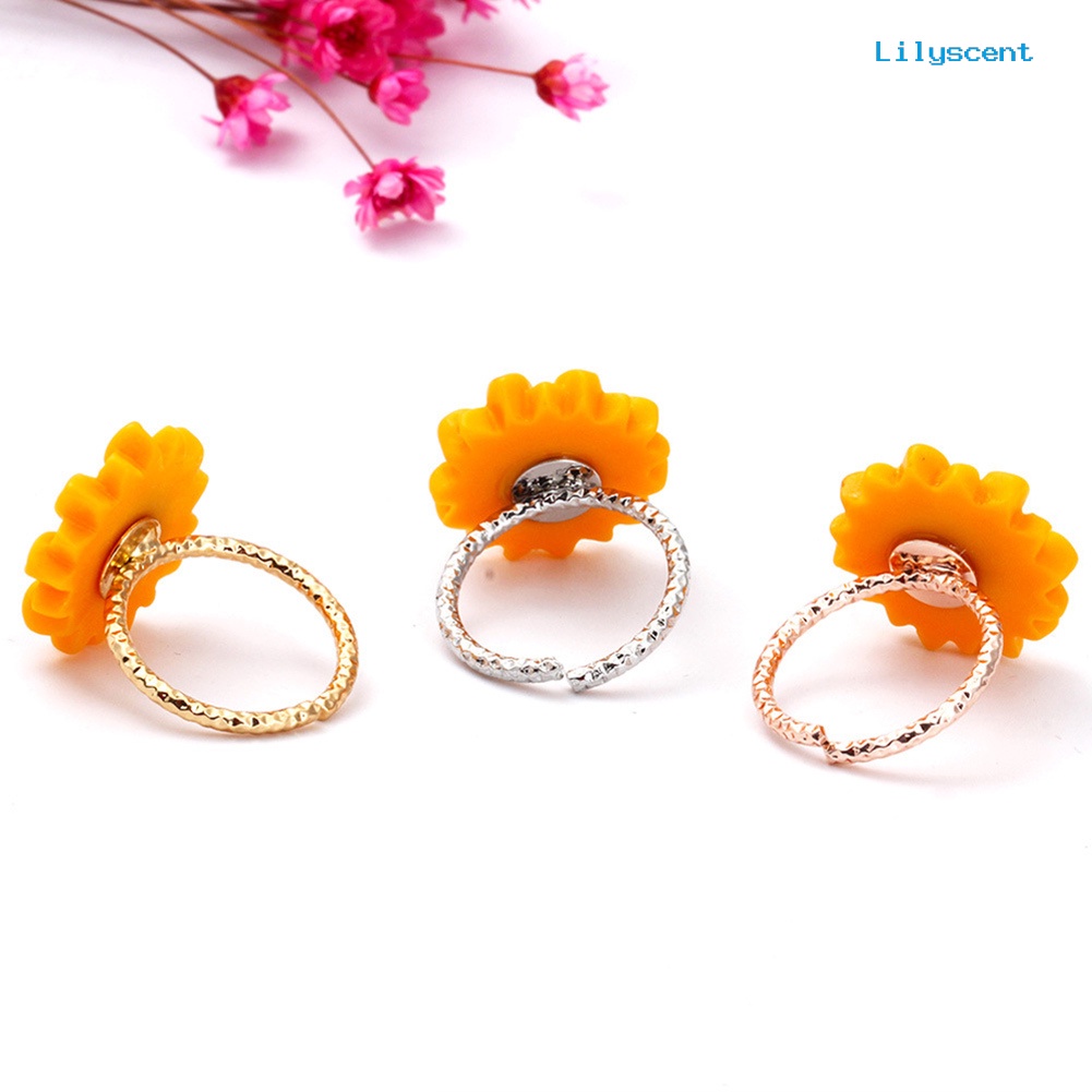 [LS] 5pcs/set Fashion Bunga Matahari Liontin Kalung Stud Anting Cincin Gelang Perhiasan