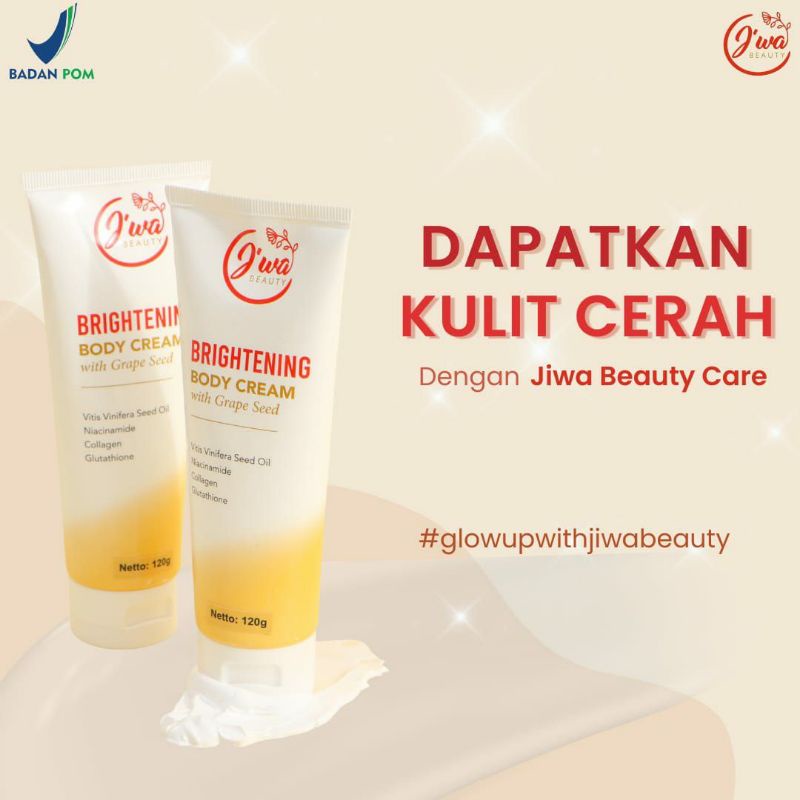 Jiwa Beauty Care Brightening Body cream with Grape Seed 120 gr / pemutih badan
