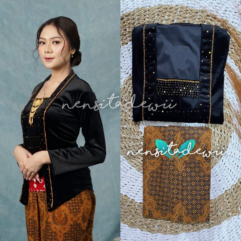 [1 Set, DHT03A] Kebaya Payet + Jarik Instan / Model Aulia