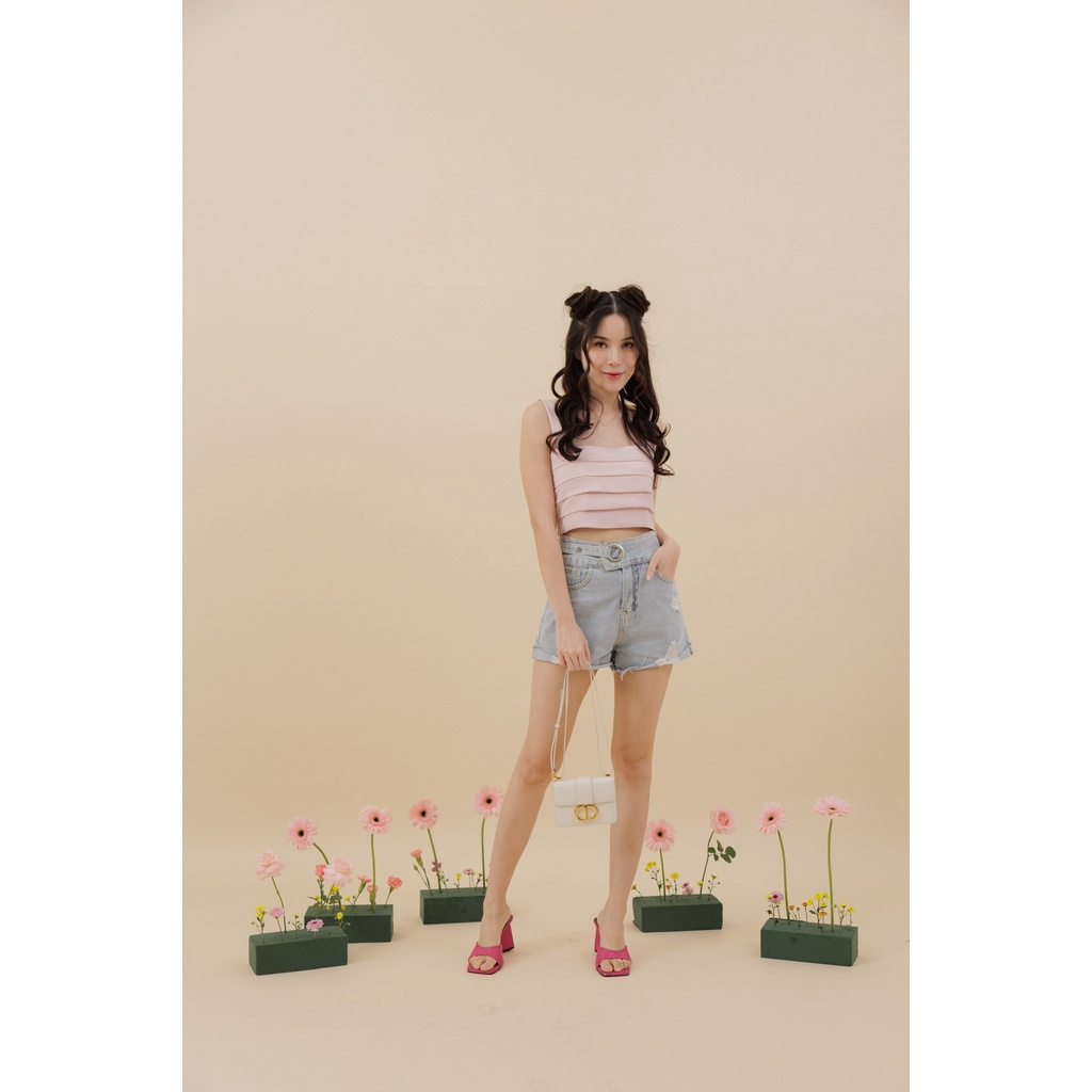 [ Marveile ] Megan Highwaist Hot Pants / Celana Pendek Jeans Wanita