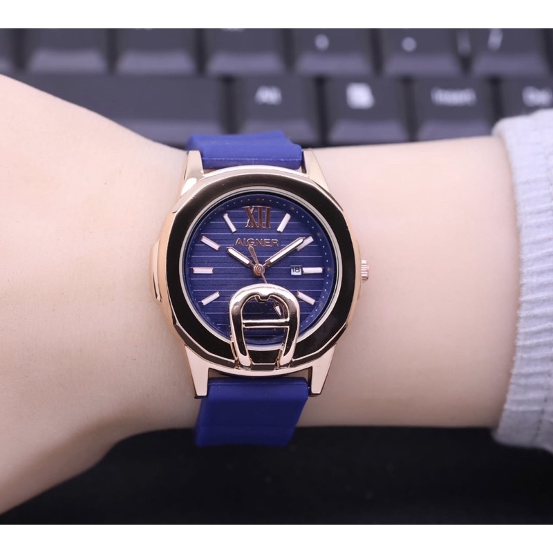 Jam Tangan Aigner Wanita / Cewek New Model Tangal Aktif Strap Rubber
