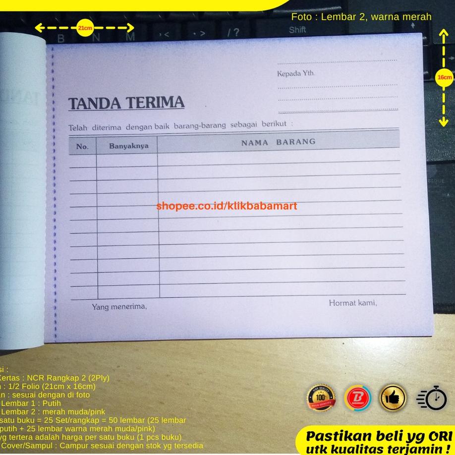 

(H-O-I♥) BUKTI TANDA TERIMA BARANG LANDSCAPE 1/2 FOLIO 2 RANGKAP 2 PLY PUTIH MERAH proses cepat