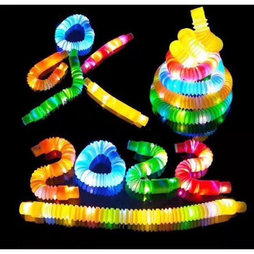 Mainan Light Up Pop Tubes Pop Pipes Lampu Stick Pipa Selang Fidget Toy - 1kotak isi 6pcs