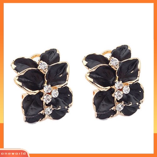 [WONE] Panas Elegan Wanita Gardenia Bunga Berlian Imitasi Ear Stud Earrings Perhiasan Hadiah