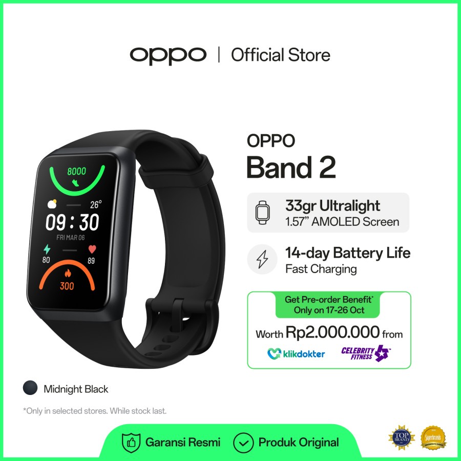 OPPO Band 2 Smart Band Garansi Resmi Band2 Android Sport Watch Smartband