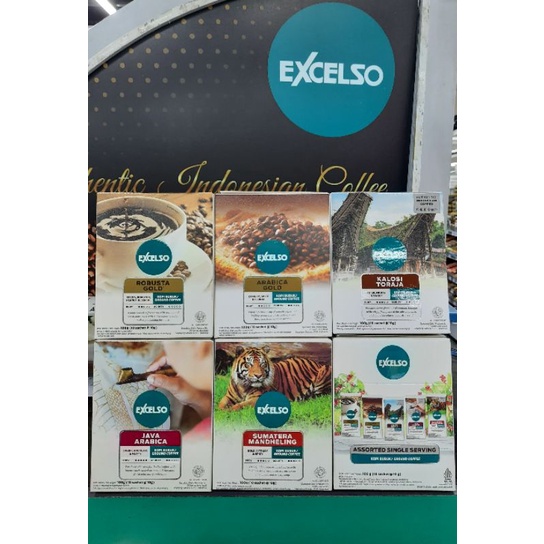 

Excelso Robusta gold , Arabica gold , Kalosi Toraja , Java Arabica , Sumatera Mandheling, Assorted Single Serving (Mix) box 10 sachet