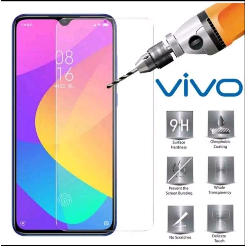 • TG / Tempered glass / Pelindung Layar/  Anti gores kaca bening VIVO Y02 Y02S Y27 4G