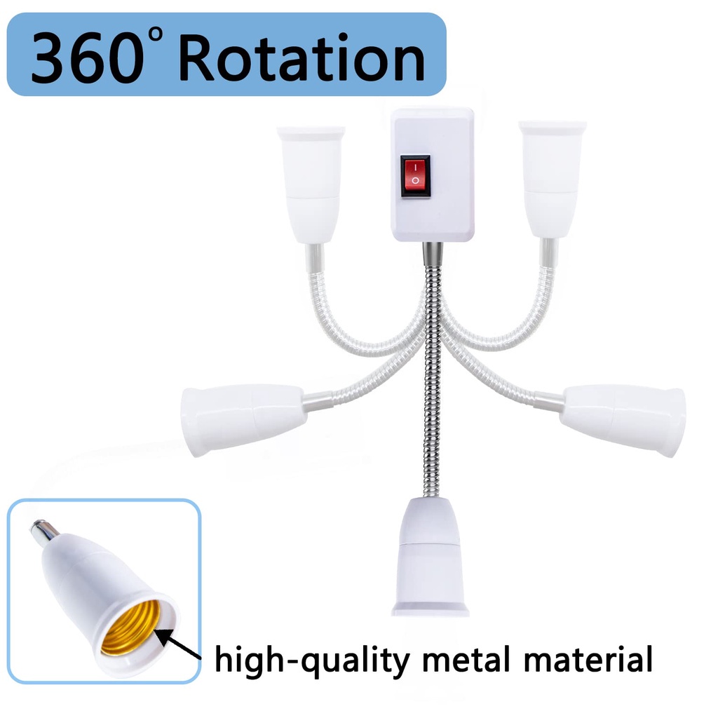 Extender Extension Colokan Dengan Saklar EU US Plug Adapter Holder Lampu Meja LED Konverter Hemat Energi Base Bohlam E27 Socket Lamp Bulb Base