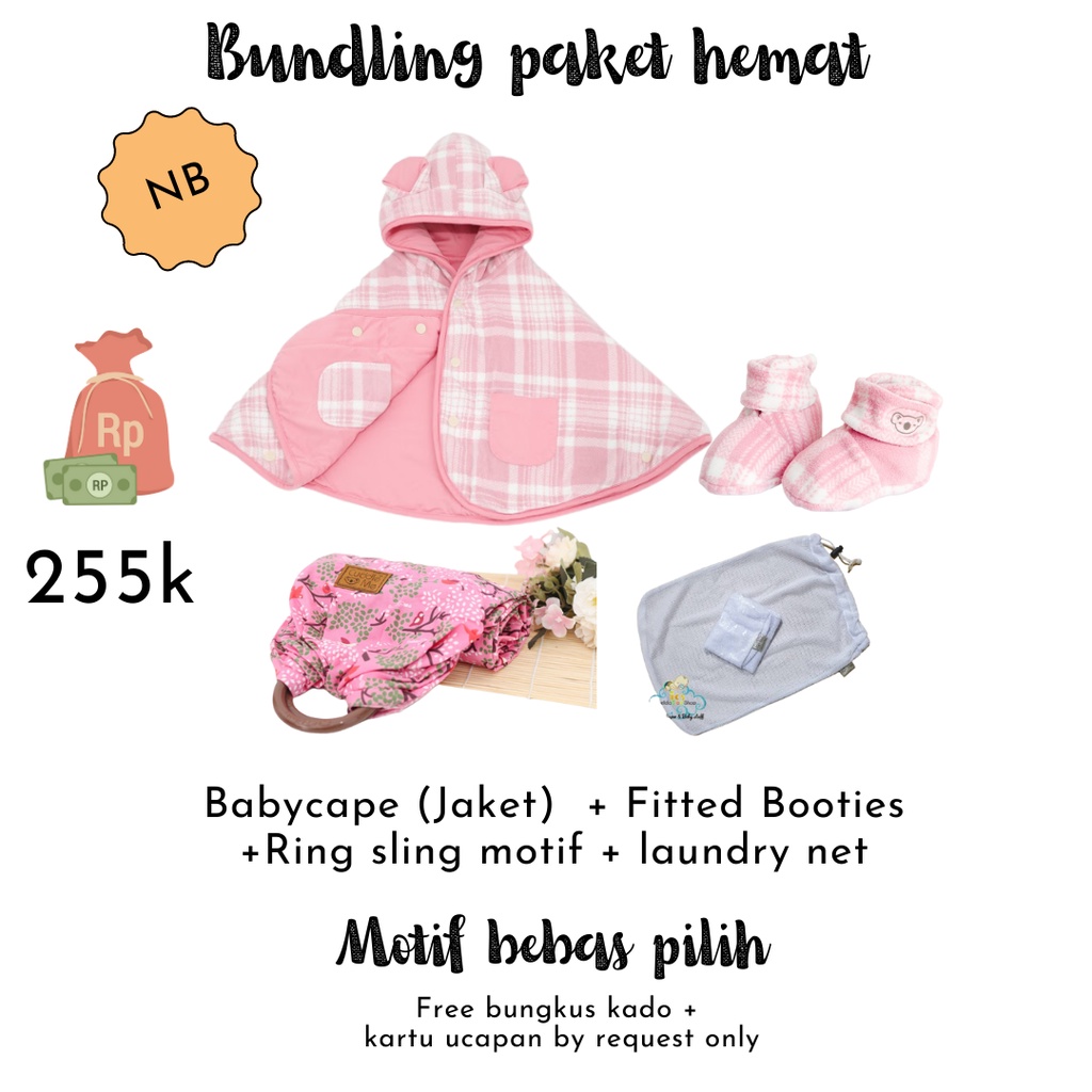 Baby cape cuddle me jaket bayi bolak balik babycape set fitted booties 0-3 tahun