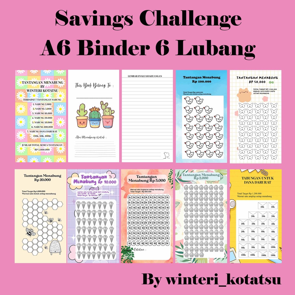 

winteri Isi Binder A6 Tantangan Menabung Target