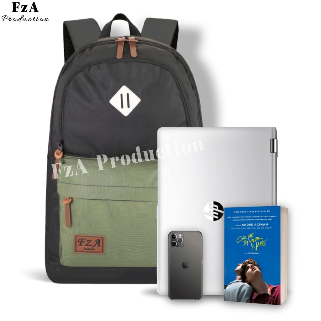 FzA Official - Tas Ransel Punggung Distro Casual Pria Wanita / Tas Ransel Laptop Backpack Original - BGRN