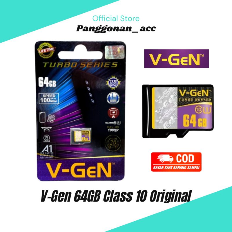 Micro SD 64GB CLASS 10 VGEN TURBO SERIES GARANSI RESMI VGEN