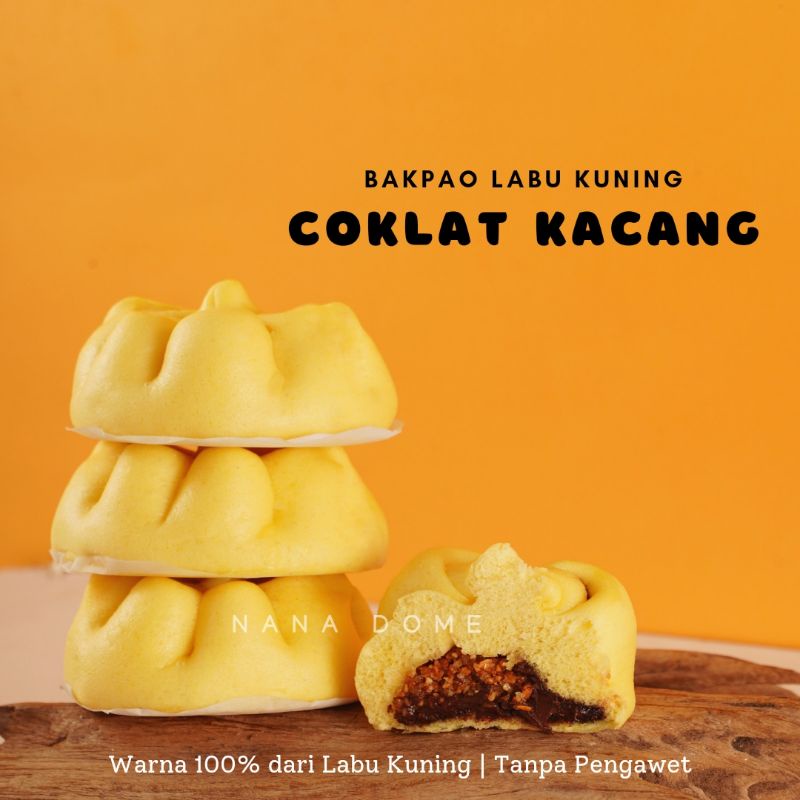 

COKLAT KACANG. Bakpao Labu Kuning NANA DOME. Pumpkin Pao. ENAK SEHAT
