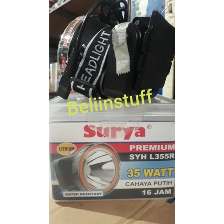 Lampu Senter Kepala SURYA premium lithium SYH L355R 35watt-cahaya putih