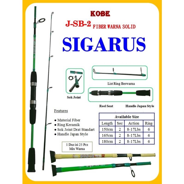 Joran fiber solid Sigarus8-17lbs