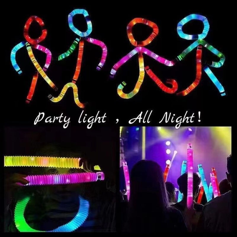 MAINAN VIRAL LIGHT UP POP PIPES - MAINAN ANAK LAMPU STICK LED PIPA SELANG - GA