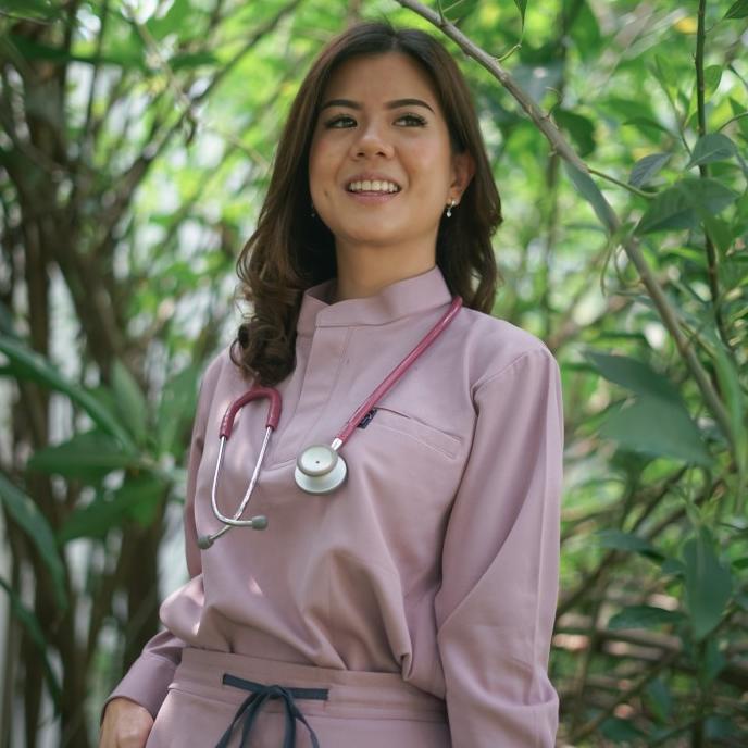 Baju Jaga MANDARIN LS - LILAC Scrubs Theatre Blues Empirical