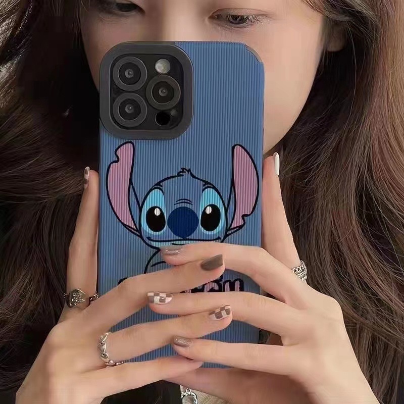 Ins Kartun Stitch Cocok Untuk Iphone14 14pro 14Plus 14prm Iphone13 13pro 13prm iPhone 11 7Plus 8Plus Xr XS 12 Pro Max Empat Sudut Casing Ponsel Tahan Guncangan