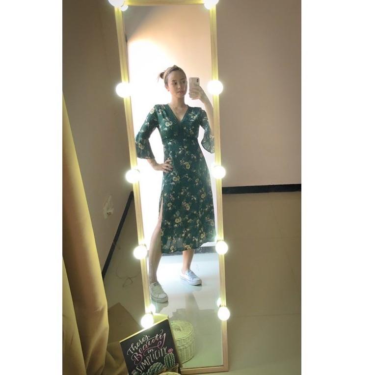 {PML.10De22q} D0332 ZEVITA KOREAN FLORAL VINTAGE MIDI DRESS PANTAI LENGAN PANJANG BALI MUSIM PANAS S