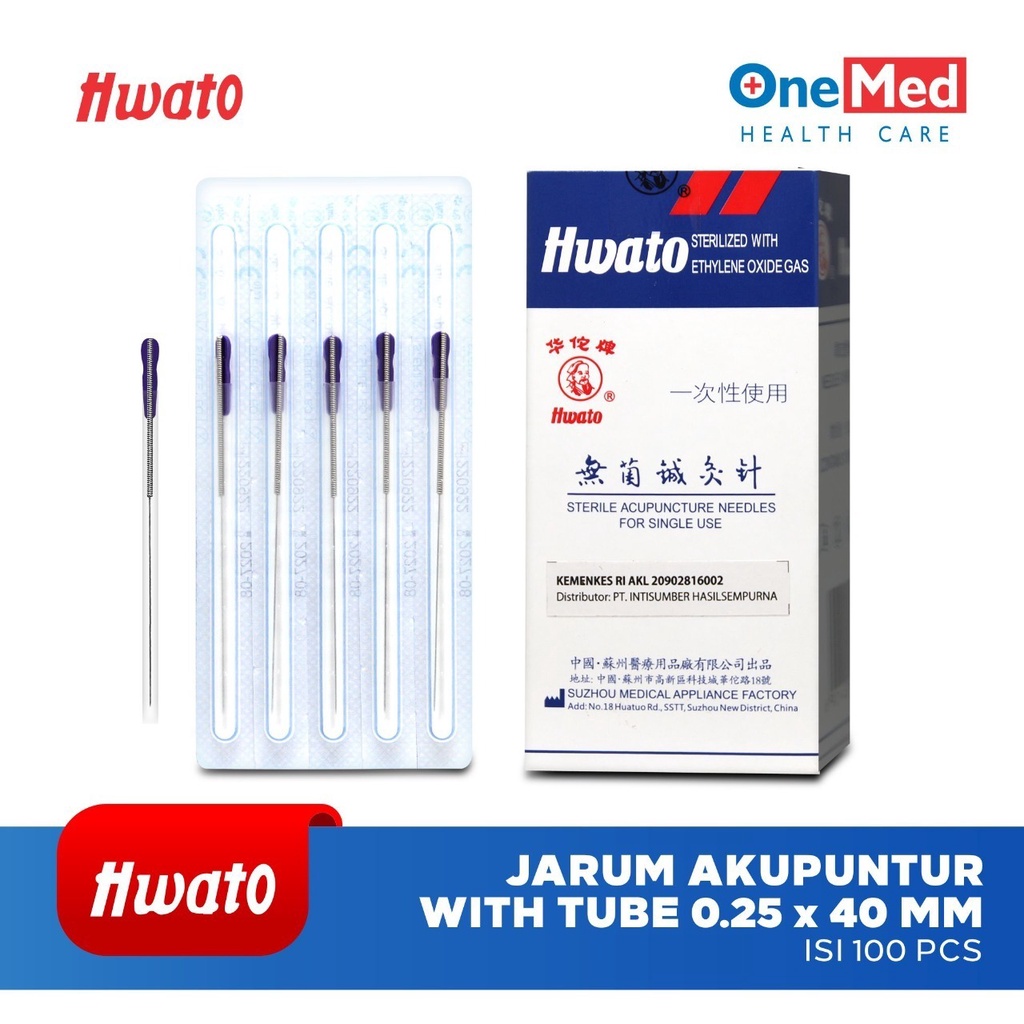 Hwato Sterilie Acupunture Needle With Tube Box Isi 100 Pcs