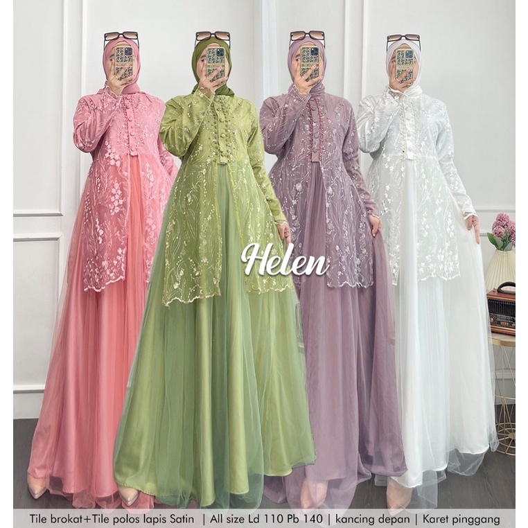 Humaira99 Gamis syari maxi busui dress Pesta wanita Muslimah tile dress Helena