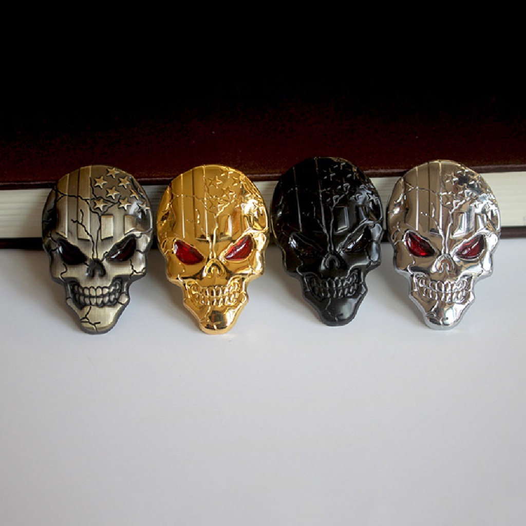 Adawnshbhyu 3D Stiker Mobil Metal Mobil Side Fender Rear Trunk Skull Emblem Badge Decal Untuk Mobil ID