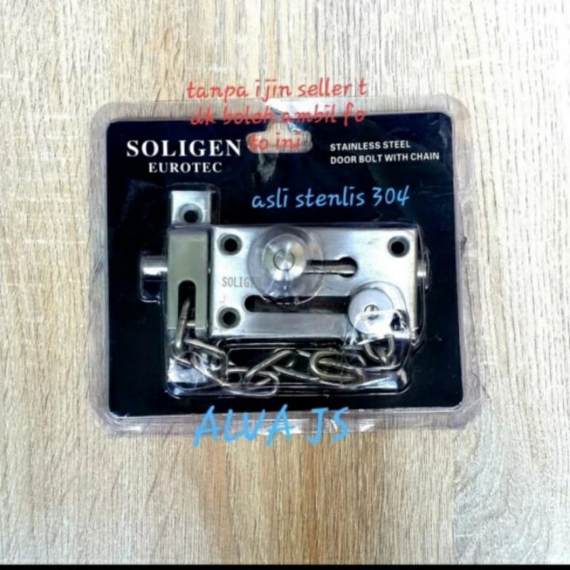 GRENDEL RANTAI SOLIGEN STENLIS ASLI/GRENDEL PENGAMAN PINTU/ GRENDEL KUNCI/GRENDEL RANTAI