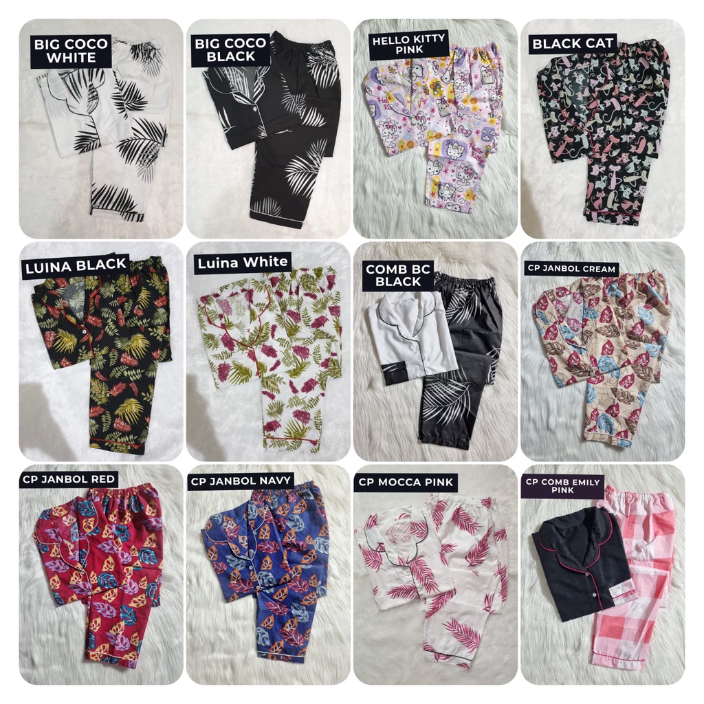 Paket Usaha Baju Tidur Piyama Wanita Dapat 5 Setel PP Harga Murah Motif Kekinian