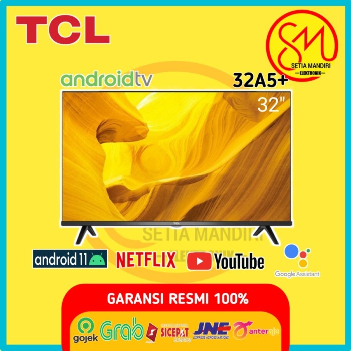 TCL 32A5 Smart LED TV 32 Inch HD Android 9.0 HDR Netflix Youtube Wifi CUCI GUDANG