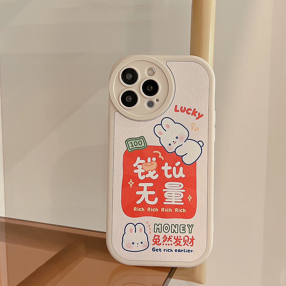 Case Silikon Kartun Kelinci Kaya Lucu Imlek Untuk Iphone 14xxxr 11 12 Mini 13 PRO MAX Casing Cover Pelindung
